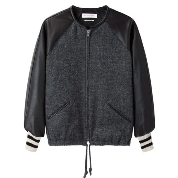 Isabel Marant Etoile Cypress Varsity Jacket Wool Leather Bomber Coat 36 M 6 - Picture 1 of 15